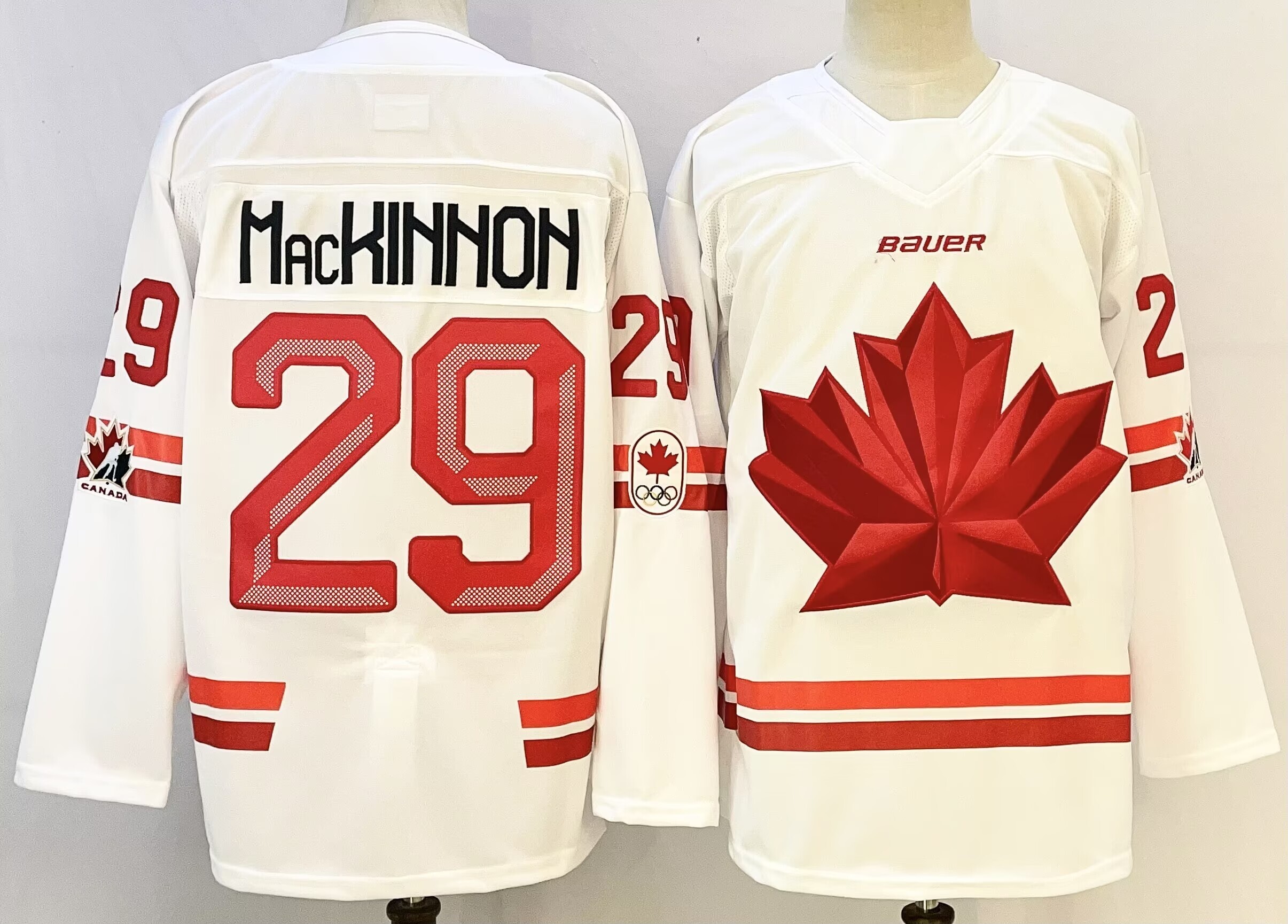 Men Canada Olympic #29 Mackihhoh White adidas 2026 NHL  jersey